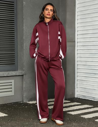 Totatuit Womens 2 pieces Sweatsuit Sets Zip Up Sweatshirts and Sweatpants Tracksuit Lounge Set Travel Outfits with Pocktes4
