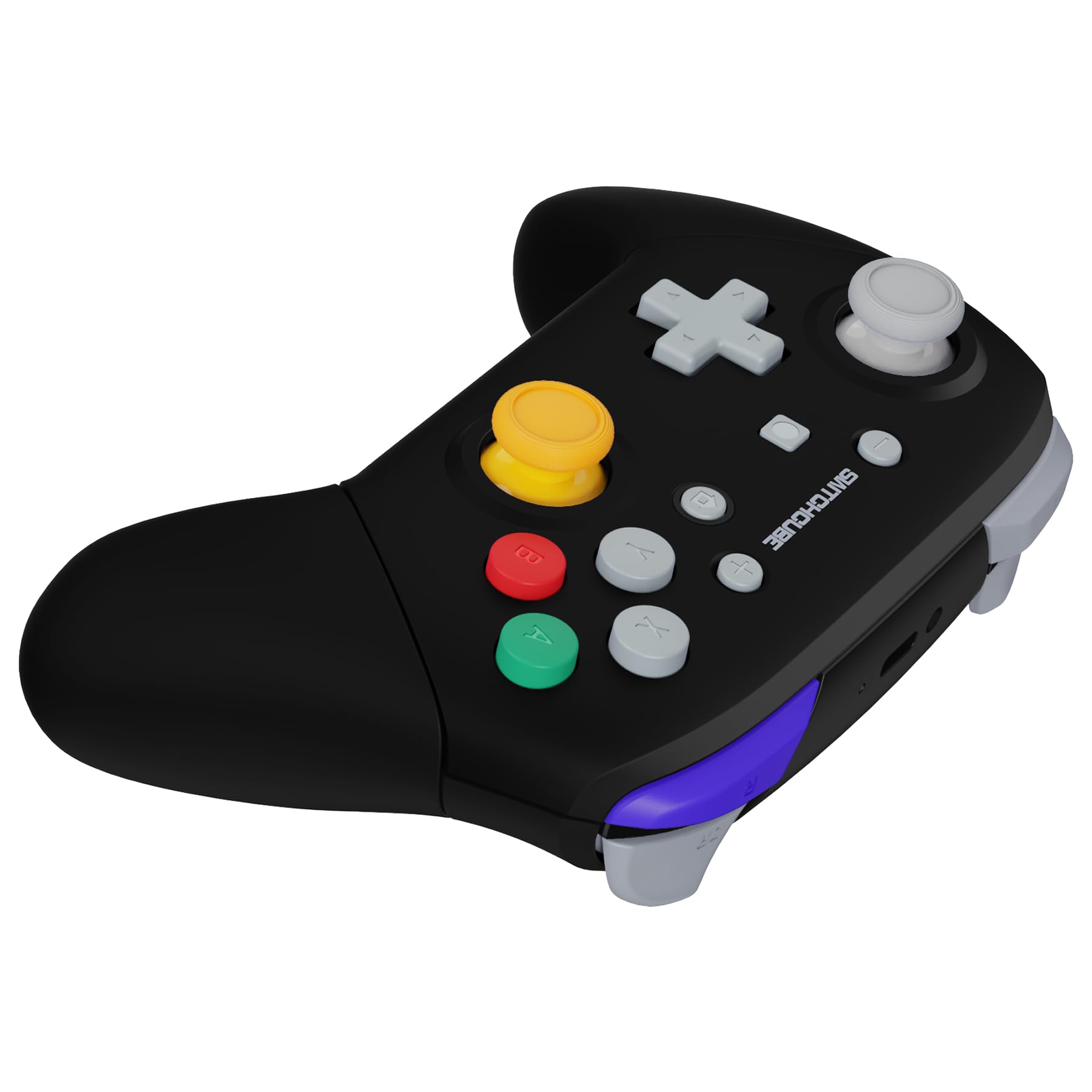 eXtremeRate Griff Hülle Set kompatibel mit Nintendo Switch Pro Controller, DIY-Ersatz Front Case/Back Shell&Handgriff Grips Case Gehäuse Zubehör für Switch Pro Controller-Schwarz SwitchCube Stil
