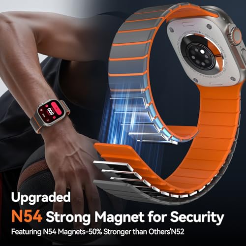 Image of X-it Magnetic Watch Band for Apple Watch Ultra 49mm, 46mm /45mm /44mm, Silicone Sport Strap with Strong Magnet for Men and Women, Compatible with Apple Watch Series 11 /10 /9 /8 /7 /6 /5 /4 /3 /2 /1 and SE