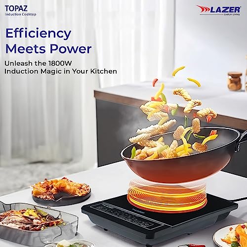 Image of Lazer Topaz Induction Cooktop with Touch Control and Wide Voltage Protection | Manual Display| 1800 Watt ( Black)