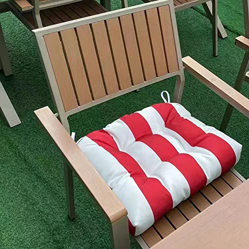 Eltostaus Outdoor Chair Cushions, Garden Chair Cushions Striped Square Corner Seat Cushion Waterproof 19.7 * 19.7 * 4 Inch (2 Pack) (Red White) #TOP5