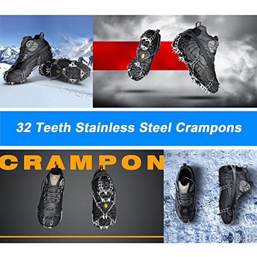 Wirezoll Ice Cleats, Crampons for Hiking Boots and Snow Shoes Climbing Spikes Grippers for Traction with Chains for Men Women 32 Teeth - Thumbnail 5