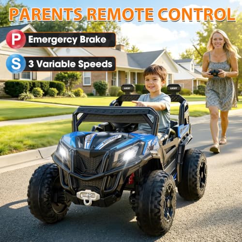 Image of ANPABO 24V Ride On Toys for Kids w /Remote Control, 4WD /2WD Switchable, Blue