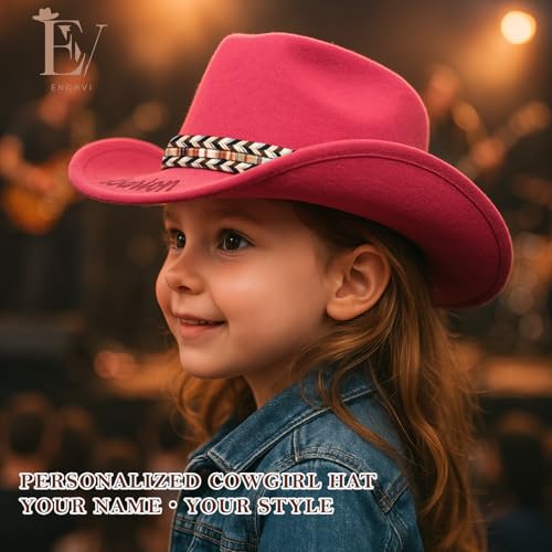 Custom Cowboy Cowgirl Hats with Engraving Name Western Cowboy Hat for Women Men Personalized Toddler Cowboy Hats for Kids4