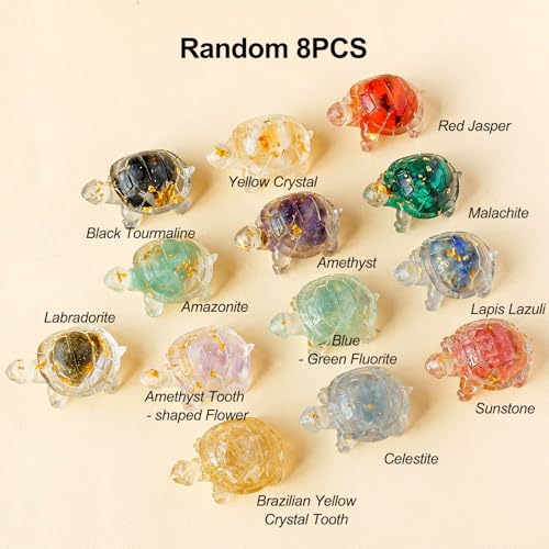 Figuras de tortuga de cristal jade 8 piezas decorativas miniatura 3