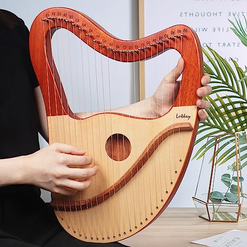 image for Lyre Harp, Lotkey 23 Metal Strings Harp Mahogany Body and Solid Spruce