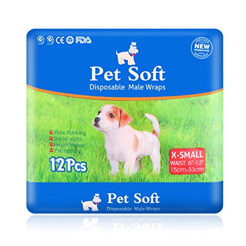 Pet Disposable Male Wrap Dog Diaper, 12Pcs, XS-M (XS)