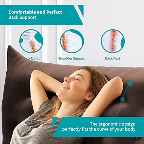 Balus Headboard Wedge Pillow Reading, Backrest Pillows For Sitting In Bed, Long Sponge Pillows, Reading Bolster Pillow, Velvet Sectional Couch, Twin Bed Pillows, Sleep Wedge Pillow Brown #TOP2