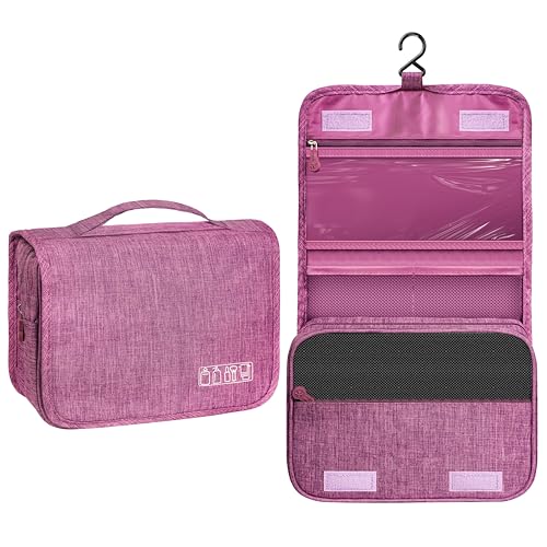 YEMEDA Toiletry Bag Travel Bag with Hanging Hook, Waterproof Capacity Hanging Multifunctional Makeup Bag for Toiletries, Portable Cosmetic Bag Travel Organizer for Women and Men(Black Pure) 0.49 lbs