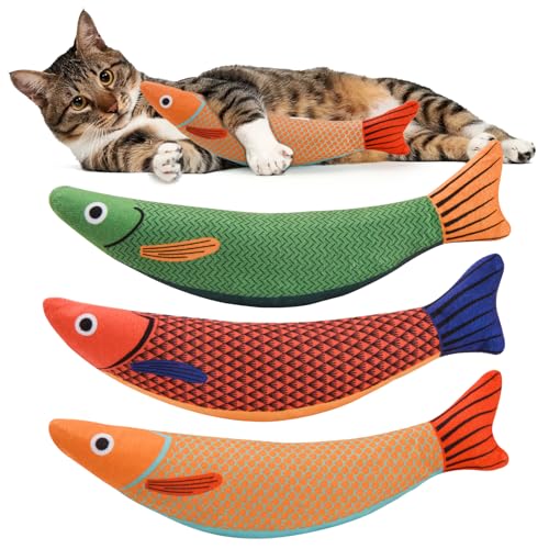 AUSCAT Cat Catnip Toys, 3PCS Catnip Fish Toy for Cats, Cat Kicker...