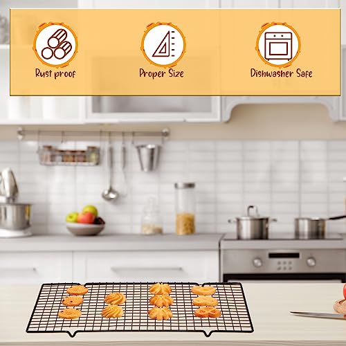 Harloon 12 Pack 16 x 9.8 Inches Nonstick Cooling Racks for Baking, Grid Wire Cookie Cooking Racks Oven Safe Carbon Steel Baking Rack Sheet Rack for Cookie Cake Grilling Drying Roasting (Black) - Thumbnail 6