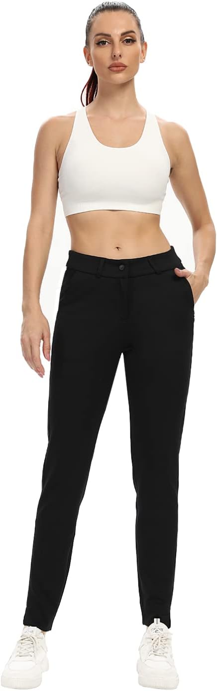 Hiverlay Womens Golf Pants Work Pants Stretch Lightweight Dress Pants Business Casual with Zipper Pocket Black m : Sports & Outdoors
