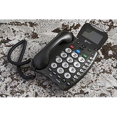 Geemarc Ampli550 - Big Button Landline Telephone - Ultra Loud Corded Phone -Talking Caller ID, Talking Keys - Backlit LCD Display Screen - Hearing Aid Compatible
