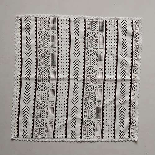 Image of FINGERCRAFT Cloth Napkins Cotton Linen Blend Fabric Set of 12 with Classic Lace 20x20 Inch Dinner Napkin Durable and Good Absorbency for Home, Hotels, Parties (Mud Cloth)