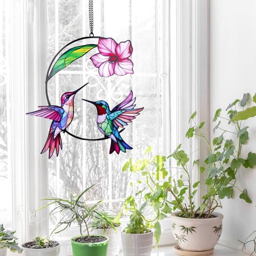 Hummingbird Gifts for Women Hummingbird Sun Catcher for Window Hanging for Mom Grandma Bird Lovers Spring Suncatcher Garden Decor for Indoor Outdoor Windows