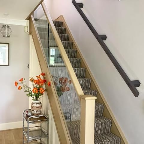 Junvstor Poręcze schodowe Poręcze balustradowe 100/120/240/300cm Poręcz poręczy schodów Wewnątrz Na zewnątrz, Poręcze zabezpieczające Poręcz Balustrada montowana na ścianie, Poręcz schodów(510cm)
