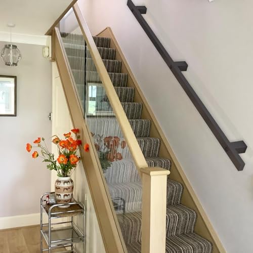 Junvstor Poręcze schodowe Poręcze balustradowe 100/120/240/300cm Poręcz poręczy schodów Wewnątrz Na zewnątrz, Poręcze zabezpieczające Poręcz Balustrada montowana na ścianie, Poręcz schodów(510cm)