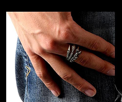 Image of GANGYUN 4 Pcs /Set Adjustable Cobra Snake Starfish Lotus Flower Yoga Finger Ring Open Wolf Eagle Dragon Claw Rings Sets Jewelry