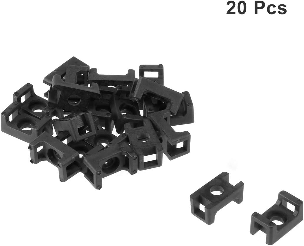 uxcell Cable Tie Mount Base Saddle Type Wire Holder Nylon 3.8mm Hole Width Black 20Pcs