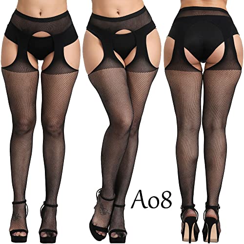 Image of Womens Suspender Pantyhose High Waist Fishnet Tights Fishnet Stockings Thigh High Stockings