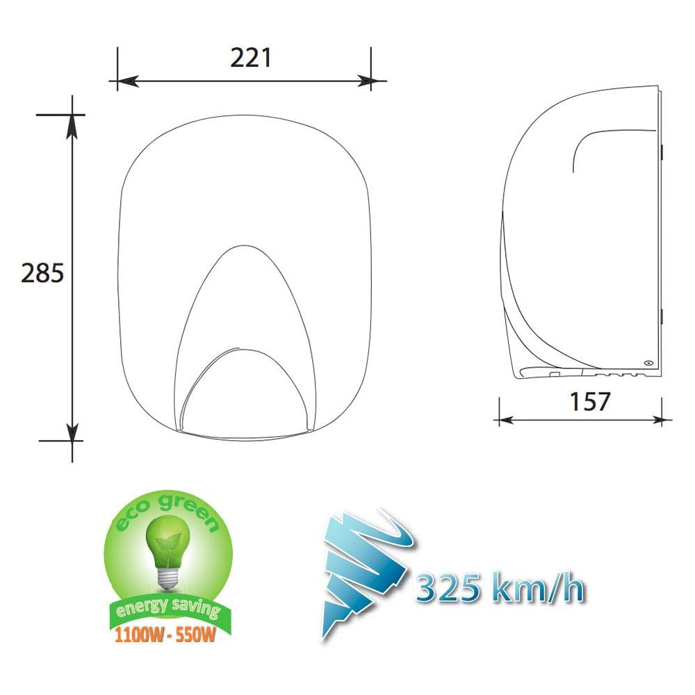 Sèche-mains électrique photocellule Medial Mini Zefiro