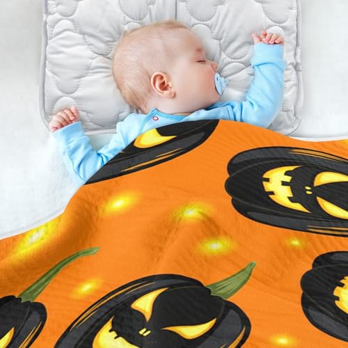 Burbuja Glowing Pumpkins Baby Blanket for Boys Girls, Nursery Soft Warm Swaddling Receiving Baby Blankets, 30x40 in Toddler Blanket4