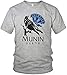 North - Munin Rabe Valhalla Vegvisir Wikinger Walhalla Vikings Raven nordischer Kompass - Herren T-Shirt und Männer Tshirt, Größe:4XL, Farbe:Grau/Blau