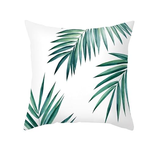 Chenlane Silk Couch Pillow Covers Long Cushion Indoor Leaf, Green For Summer Individual Exquisite Prints 45x45 cm, 1Pcs