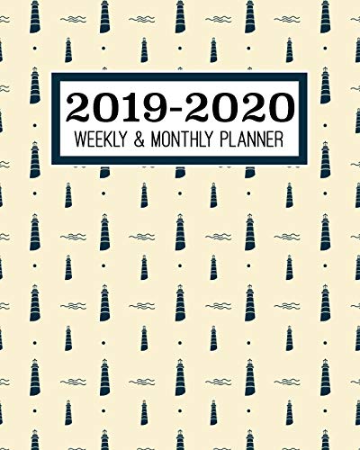 2019-2020 Weekly & Monthly Planner: Academic Planner for Students & Teachers | August 2019 through July 2020 | Schoolwork Calendar with Daily notes ... | Lighthouse, Beach, sandy, vacation