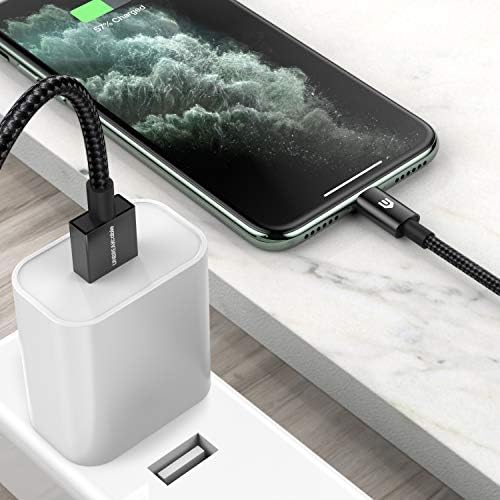 UNBREAKcable iPhone Charger Cable [6.6ft/2m, Upgraded C89 Apple MFi Certified] Nylon Braided Apple Charger USB Fast Charging Lightning Cable for iPhone 11 Pro Xs Max XR X 8 7 6s 6 SE 2020 iPad-Black