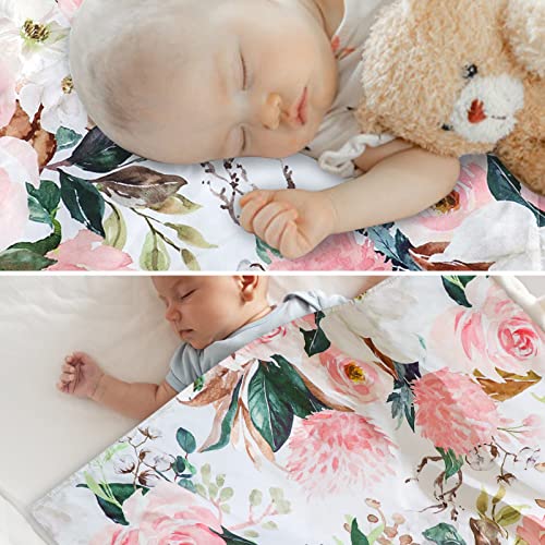 Image of DILIMI Car Seat Covers for Babies, Peekaboo Opening Infant Car Seat Canopy for Baby Boys Girls, 2 in 1 Mom Nursing Breastfeeding Covers, Minky Warm Carseat Canopy for Newborn, Pink Flower