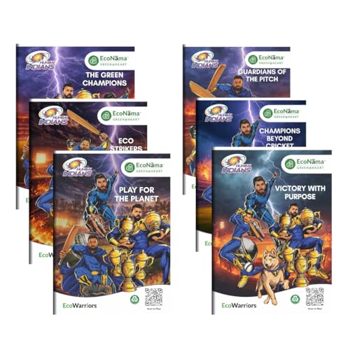 Image of Eco Warriors Mumbai Indian Series A4 Notebooks 72 Pages 100% Recyclable Eco Friendly for Students Colleges & Daily Study Use Pack Of 6 (Design may Vary)