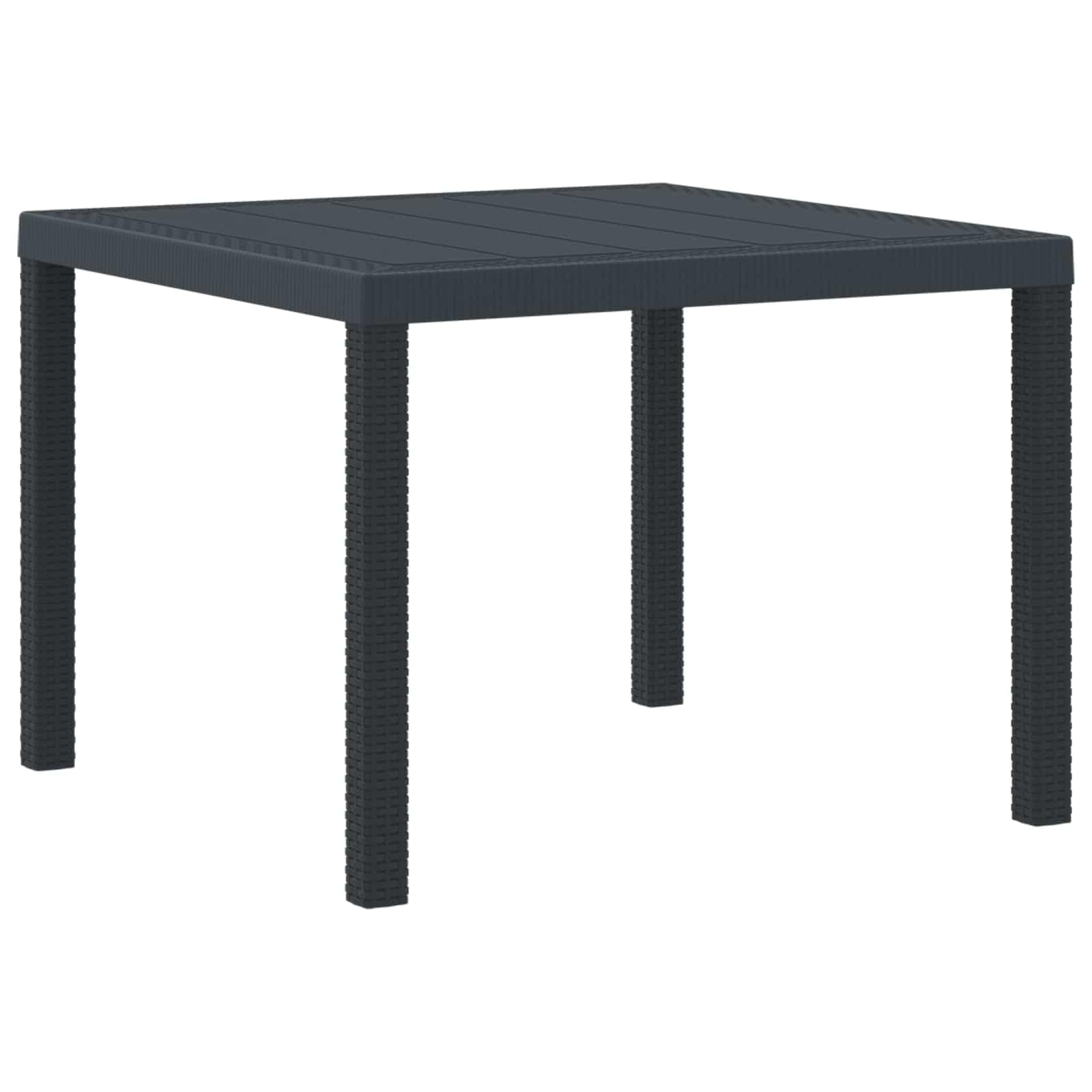 Antracytowy stół ogrodowy z polirattanu, 100 x 100 x 73 cm, odporny na warunki atmosferyczne i trwały, prostokątny stół tarasowy na balkon i na zewnątrz, nowoczesny stół wypoczynkowy do