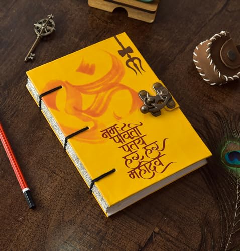 Image of CRAFT CLUB 100% Recycle Paper Diary Om Namah Parvati Pataye Har Har Mahadev Print Journal A5 Diary