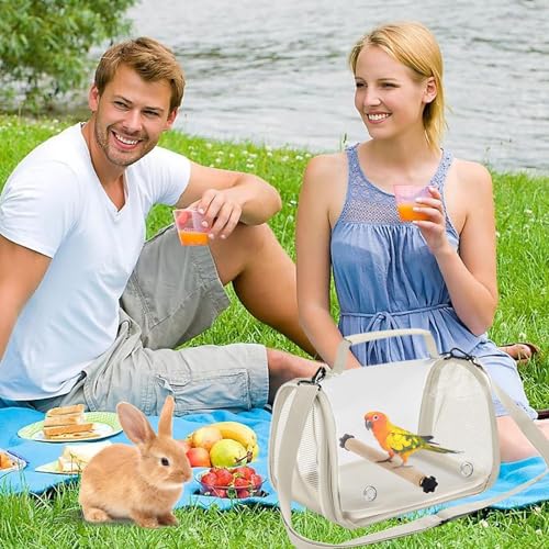 Cage Transport Oiseaux Voyage, Transporteur Pliable Léger Compact, pour Canaris Perruches Calopsittes, Aras Hamsters Confortable, Design Portable Pratique, Sécurité Aération Optimale – Image 6