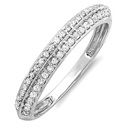 Dazzlingrock Collection 0.25 Carat (Cttw) 14K Round White Diamond Anniversary Stackable Knife edge Ring 1/, Solid White Gold, Size 7