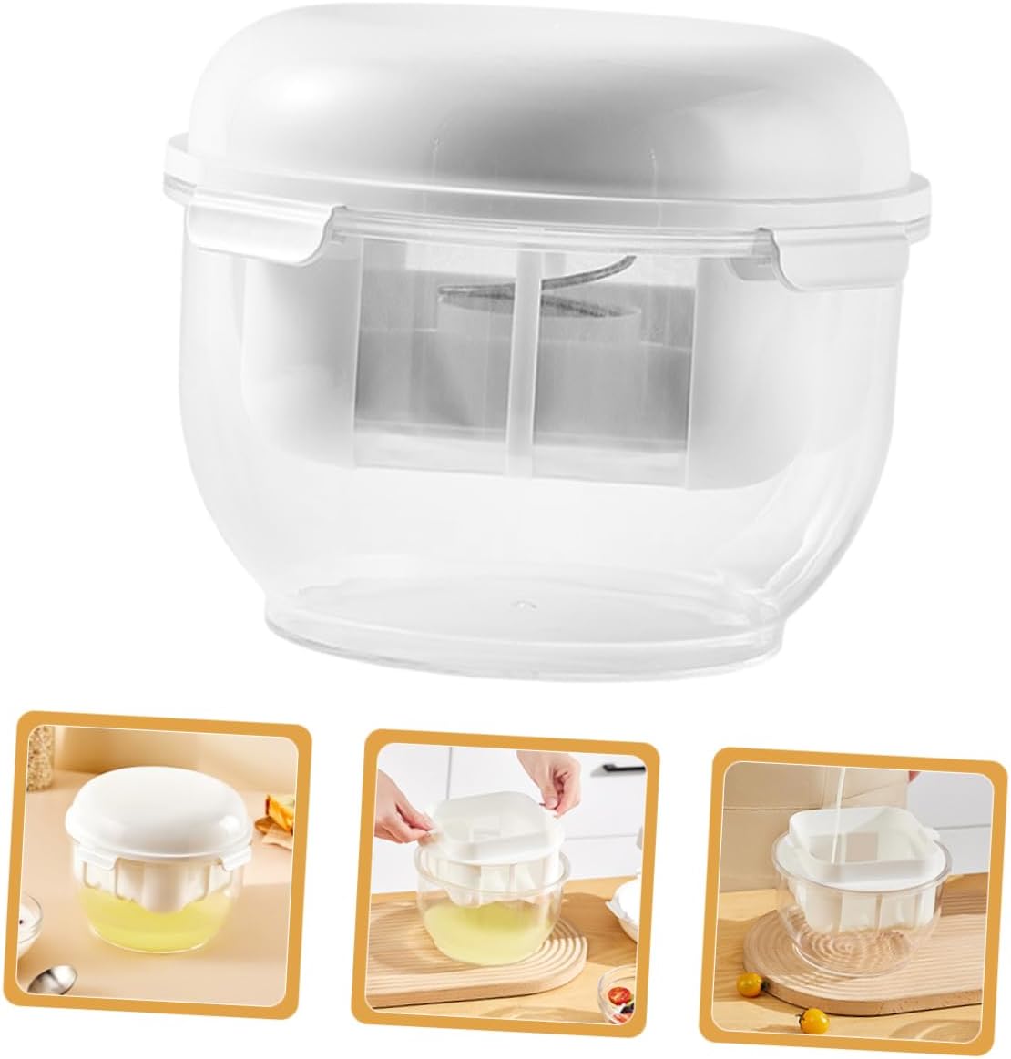 Healifty Yogurt Strainer with Lid Large Capacity Fine Food Filter for Cheese Nut Milk and Juice Convenient Kitchen Tool for Homemade Greek Yogurt and Sauce Preparation