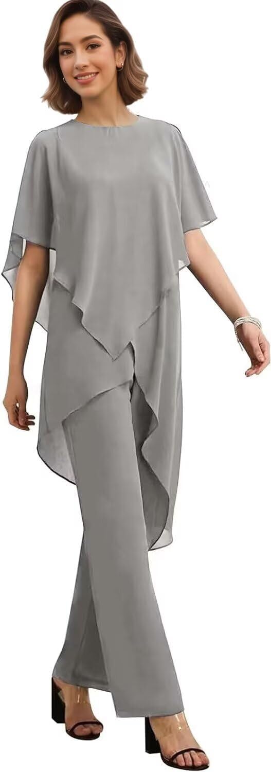 2 Piece Mother of The Bride Pantsuits for Wedding Grandmother of Groom Pant Suit with Sleeve for Women