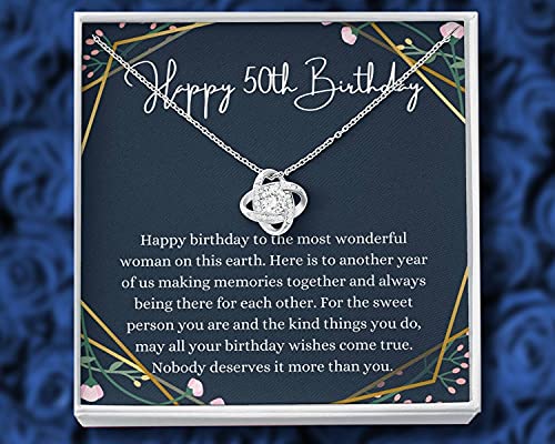 Happy 50th Birthday Necklaces, Happy Mother s Day, Mothers Day Gift, Gift For Mom, Gift Box For Women, Necklace With Card For Mom, Birthday
