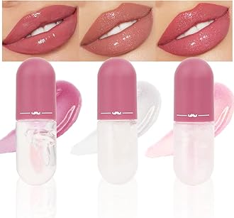 evpct 3Pcs Mini Clear Color Changing PH Tinted Lip Gloss Set for Women Girls 10-12 Pink Mood Lip Oil Gloss Balm Tint Stain Glaze Pack Hydrating Moisturizer Lipstick Magic labiales magicos,0.14fl.oz*3