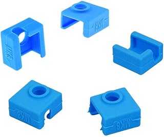 5pcs BIQU 3D Printer Silicone Sock, 3D Printer Hotend MK8 Heater Block Cover, Silicone Cover Heater Block Cover, Silicone Sleeve Protective Cover Compatible with MK8 Heat Block 3D Printer (Blue)