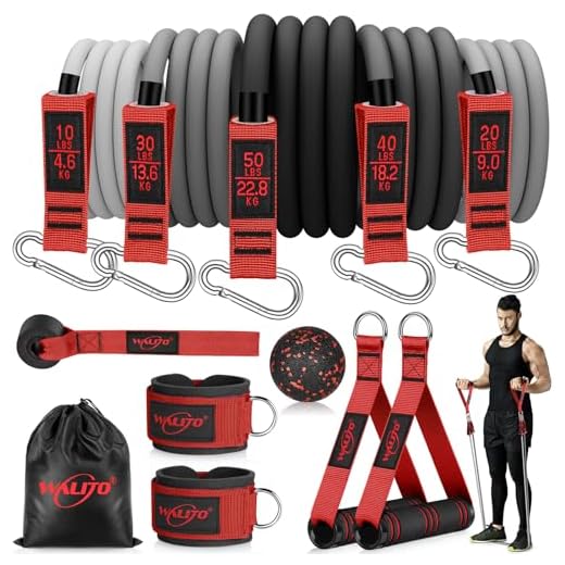 WALITO Resistance Bands Set - Exercise Bands with Handles, Door Anchor, Legs Ankle Straps for Heavy Resistance Training, Physical Therapy, Muscle Training, Yoga, Home Workouts