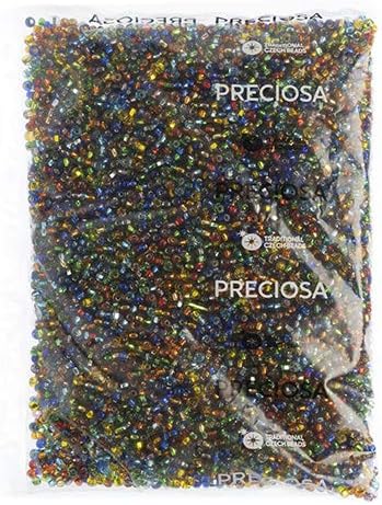 Czech Glass Seed Bead/Pony Bead 6/0 Silver Lined Transparent Multi - 500g Bulk Bag by Preciosa (Jablonex)