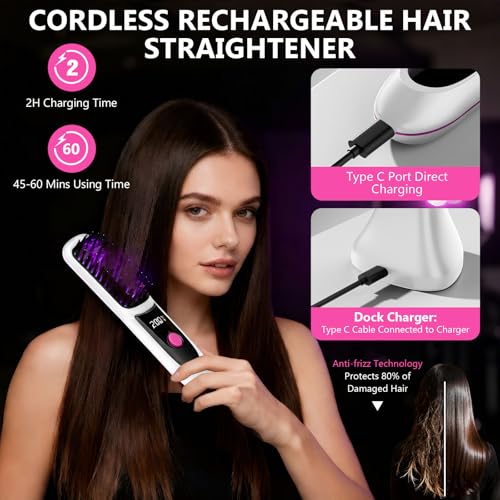 Cepillo Alisador de Pelo Inalámbrico Portable CJC miniatura 6