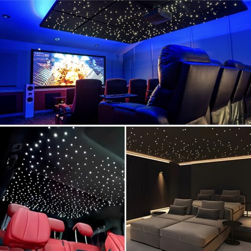 Image of AKEPO 6W Extremely Mini Twinkle Fiber Optic Starlights Headliner Lights Kit | 550pcs 13.1ft /4m End Glow Strands Music Activated APP&Remote Control Star light Kit for Car /Home Star Ceiling