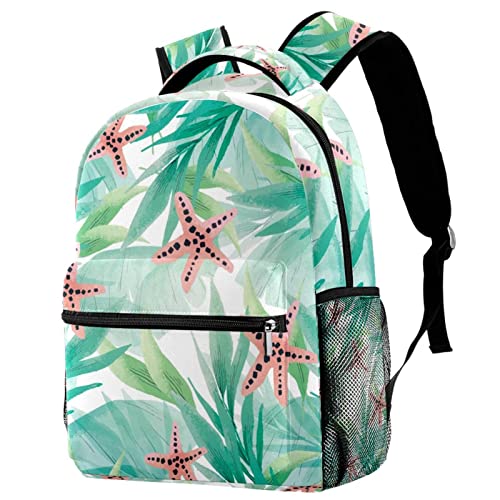 Sac à dos de voyage étoiles de mer et feuilles tropicales avec porte-bouteille enfants