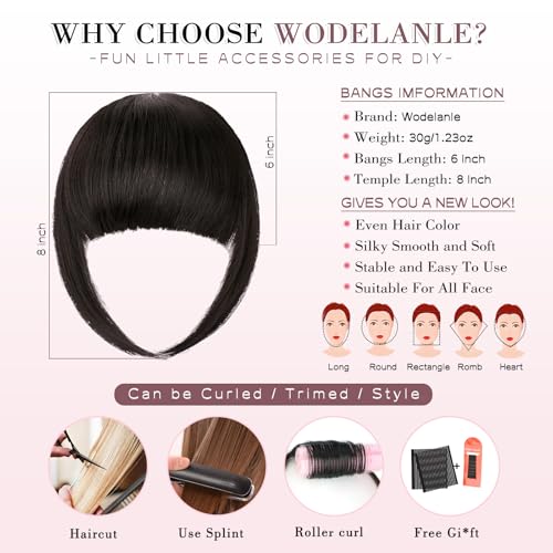 Wodelanle Clip In Bangs,Natural Fake Bangs Hair Clip,Dark Brown French Bangs Fringe With Temples Hairpieces For Women Clip On Bangs Hair Extenisons Curved Bangs For Daily Wear thumb #1