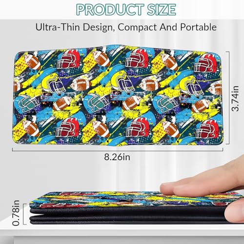 Image of EXXBYELI Boys Wallets Football Leather Wallets Credit Id Card Cash Holder Black Rfid Blocking Zipper Cute Cool Funny Aesthetic Wallets With Coin Pocket Id Window Teen Wallets for Boys Teenager Wallet