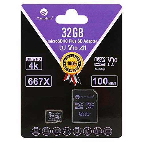 Amplim TF Memory Card 32GB Micro SD SDHC Card Plus Adapter, Cell Phone, Tablet, Camera, 3DS