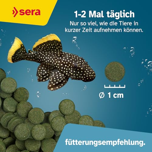 sera Spirulina Tabs Nature 24 Tabs (15 g) - Hafttabletten mit 24 % Spirulina für eine gesunde Verdauung und Vitalität, Futtertabletten Aquarium